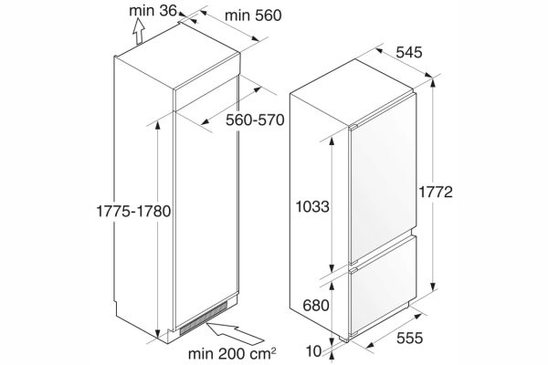 Встраиваемый комбинированный холодильник ASKO RFN31831i