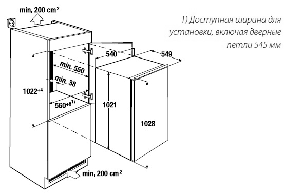 Немецкий компактный встраиваемый холодильник Kuppersbusch IKE 1970-1